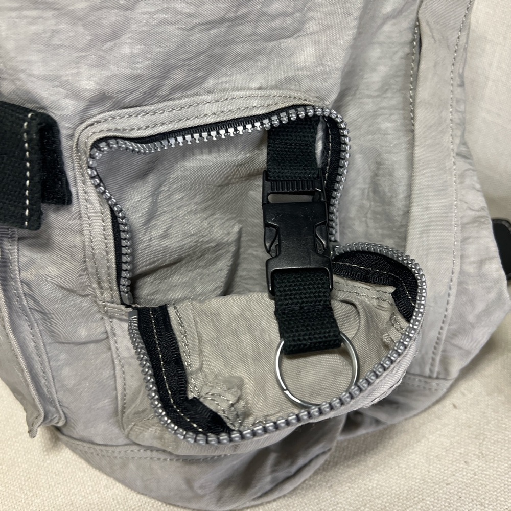 Kipling Light Gray Backpack With Black Accents - image 7